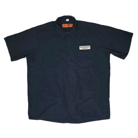 Deschutes Brewery Other - Deschutes Brewery Work Shirt Mens XXLarge Short Sleeve Button Up Navy Red Kap